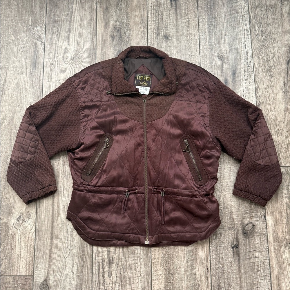 Vintage 1990s warm brown satin silk jacket